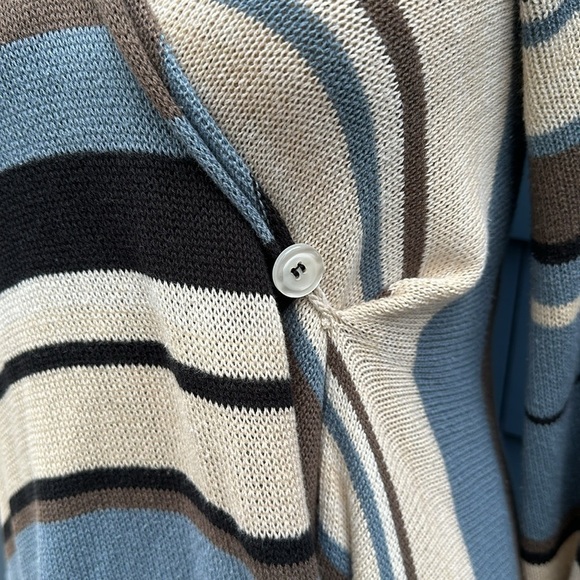 💙🤎🤍Goddis S/M blue tan cream black Naples sweater cardigan drape - Picture 9 of 10